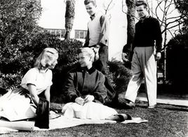 Dean Stockwell, Mason Alan Dinehart, Maureen Cassidy, and Natalie Trundy in The Careless Years (1957)