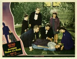 Joseph Cotten, Hume Cronyn, Charles Bates, Patricia Collinge, Henry Travers, Edna May Wonacott, and Teresa Wright in Sha
