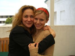Kristen Bell and Susan Johnston on set of Flatland.