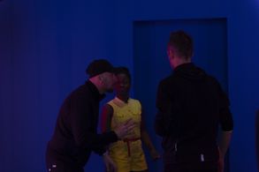 Jeff Tudor with Michaela DePrince and Ben Tesseur on the set of Coppelia