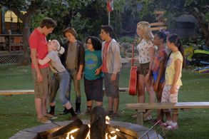 Peyton List, Skai Jackson, Karan Brar, Tessa Netting, Lincoln Melcher, Kevin Quinn, Nina Lu, and Nathan Arenas in Bunk'd