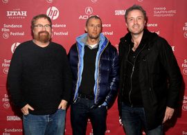 John Battsek, R.J. Cutler, and Stevan Riley at an event for Listen to Me Marlon (2015)