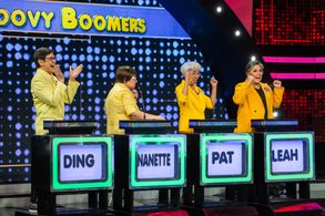 Nanette Inventor, Pat Castillo, Leah Navarro, and Ding Mercado in Family Feud Philippines (2022)