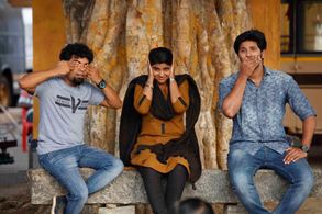 Jacob Gregory, Dulquer Salmaan, and Aishwarya Rajesh in Jomon's Gospels (2017)