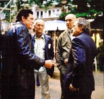 Michael Madsen, Ralph Brown, Nick Egan and Harvey Keitel on the set of 'Red Light Runners'