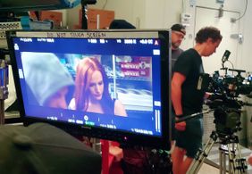 Savannah Meyer on the set of 