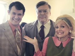 Gabriel Olds as Pat Robertson in The Eyes Of Tammy Faye (2021) - with Vincent D’Onofrio as Jerry Falwell, and Jessica Ch