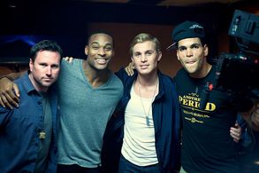 Michael Coulombe, Aundre Dean, Joey Stromberg, Orel de la Mota on the set of 