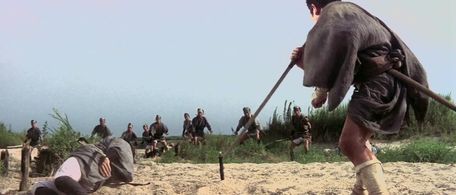 Tôru Abe and Shintarô Katsu in Zatoichi the Fugitive (1963)