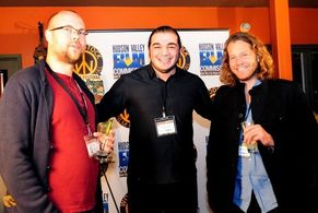 Russian director Anton Verstakov, Iranian director Pouria Heidary Oureh and Danish director Rasmus Dinesen enjoy the ope