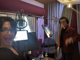 Jennifer Jiles and Adam Ferrara recording Curveballs