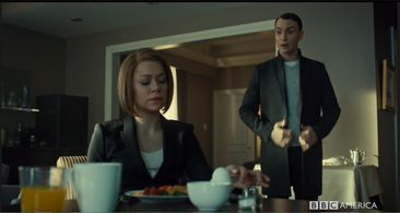 Tatiana Maslany and Ari Millen in Orphan Black (2013)