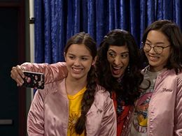 Rachna Khatau, Madison Hu, and Olivia Rodrigo in Bizaardvark (2016)