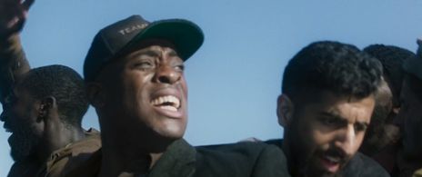 Screen shot from the 2019 Feature Film 'The Flood'.Kenny - Lee Mbanefo playing the role of a Refugee escaping to Freedom