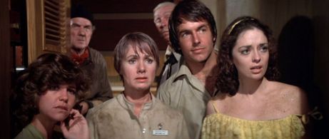 Sally Field, Mark Harmon, Karl Malden, Slim Pickens, Angela Cartwright, and Shirley Jones in Beyond the Poseidon Adventu