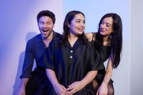 Cazzie David, Jon Rudnitsky, and Elisa Kalani at an event for I Love You Forever (2024)