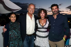 Kelsey Grammer, Frank Lesser, Milana Vayntrub, and Aparna Nancherla at an event for IMDb at San Diego Comic-Con (2016)