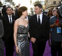 Scarlett Johansson and Colin Jost at an event for Avengers: Infinity War (2018)