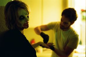 Scott wears lots of hats on set- Here doing special FX/MonsterMake-Up on set of The Producer (2017)