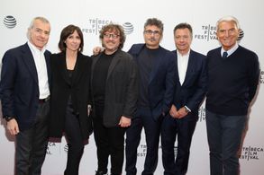 Paolo Genovese, Marco Belardi, and Giampaolo Letta at an event for Perfect Strangers (2016)