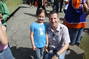 Elizabeth Tripp with Adam Druxman on Red State set