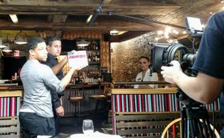 Eric Rosenberg on the set of Times Up (2017)