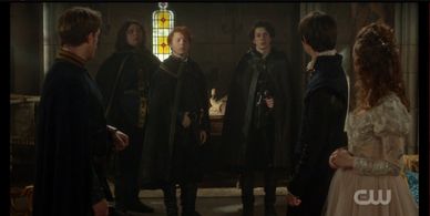 Stephen Joffe, Jonathan Keltz, Alex Wall, Rose Williams, and Spencer Macpherson in Reign (2013)