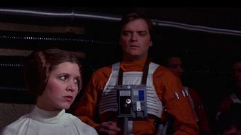 Carrie Fisher and Angus MacInnes in Star Wars: Episode IV - A New Hope (1977)