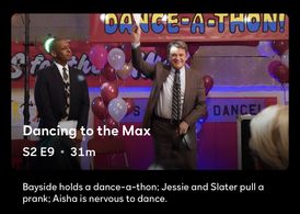 Still of William Lee Houston and John Michael Higgins on the set of Saved By The Bell.