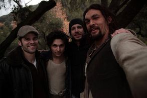 Robert Mollohan, Augusto Aguilera, Brian Mendoza and Jason Momoa on set of Brown Bag Diaries: Riding the Blinds In B Min
