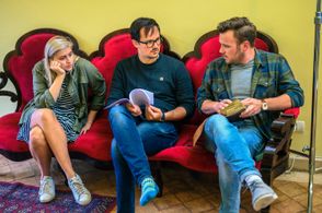 Andrea von Kampen, Alexander Jeffery and Paul Petersen on the set of Molto Bella in Sicily.