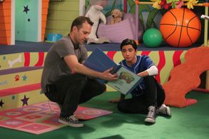 Jason deVilliers and Calvin Millan on the set of Sid & Marty Krofft's Mutt & Stuff