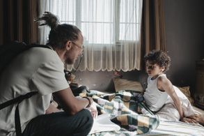 BTS of Baeyen Hoffman and director Brandt Andersen on the set of The Strangers’s Case