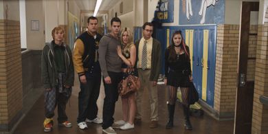 Alexa Nikolas, Christa B. Allen, Jacob Zachar, Justin Chon, Jayson Blair, and Max Adler in Detention of the Dead (2012)