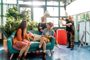 Olivia-Mai Barrett and cast BTS on Penny On M.A.R.S for Disney Channel