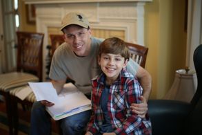 Taking a break from rehearsal with Evan Brinkman on set of Princess Cut