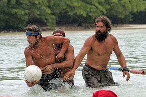 Rupert Boneham, James Thomas Jr., and Russell Hantz in Survivor (2000)