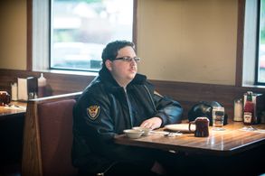 Brandon Hardesty on the set of 