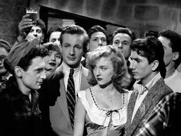 Daniel Gélin, Brigitte Auber, Nicole Courcel, and Philippe Mareuil in Rendezvous in July (1949)