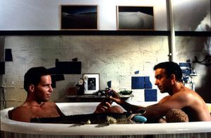 Tim Bergmann (left - as the flirting gay mechanic Edgar) and Christoph M. Ohrt (as the very confused police officer Chri