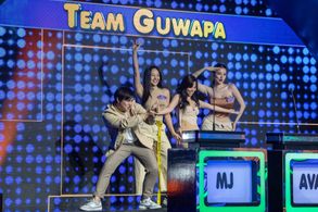 Sunshine Guimary, Ava Mendez, Debbie Garcia, and MJ Cayabyab in Family Feud Philippines (2022)