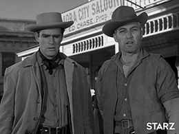 John Hart and Charles Quinlivan in Tales of Wells Fargo (1957)