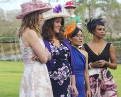 Will Sasso, Katy Mixon, Carly Craig, Ali Wong, and Carly Hughes at an event for American Housewife (2016)