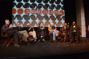 Arthur Agee, Sheila Agee, Peter Gilbert, Steve James, Frederick Marx, and Gordon Quinn at an event for Hoop Dreams (1994