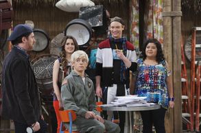 Brendan Hunt, Calum Worthy, Laura Marano, Raini Rodriguez, and Ross Lynch in Austin & Ally (2011)