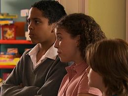 Dani Harmer, Darragh Mortell, and Abby Rakic-Platt in The Story of Tracy Beaker (2002)