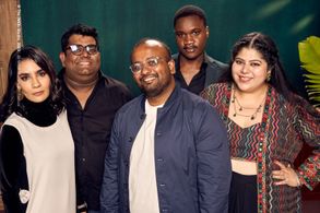 Stutee Ghosh, Dibakar Das Roy, Shantanu Anam, Samuel Abiola Robinson, and Geetika Vidya Ohlyan at an event for Dilli Dar