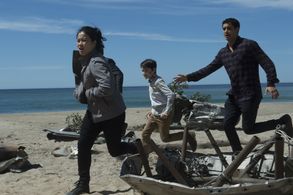Elyes Gabel, Jadyn Wong, and Riley B. Smith in Scorpion (2014)