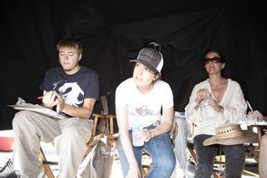 Pamela B. Green on set for her short Compact Only