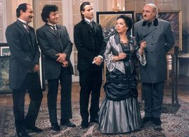 Jirina Jirásková, Viktor Preiss, Josef Somr, Lukás Vaculík, and Ondrej Vetchý in Radostny zivot posmrtny (1990)